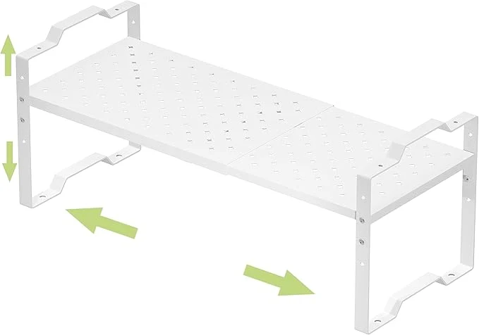 Crafted Expandable Shelf for Cabinet Organizer Adjustable Stackable Spice Rack at Kitchen and Bathroom More Counter Countertop Cupboard Organization Pantry Storage 1 Pack White Large About ThisOverview Relaxed
