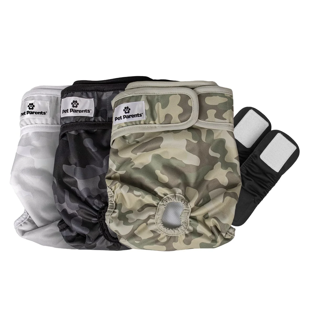 Breathable Pet Parents Washable Dog Diapers 3-Pack Extendrs — Small Camouflage Female Male Expertly Made