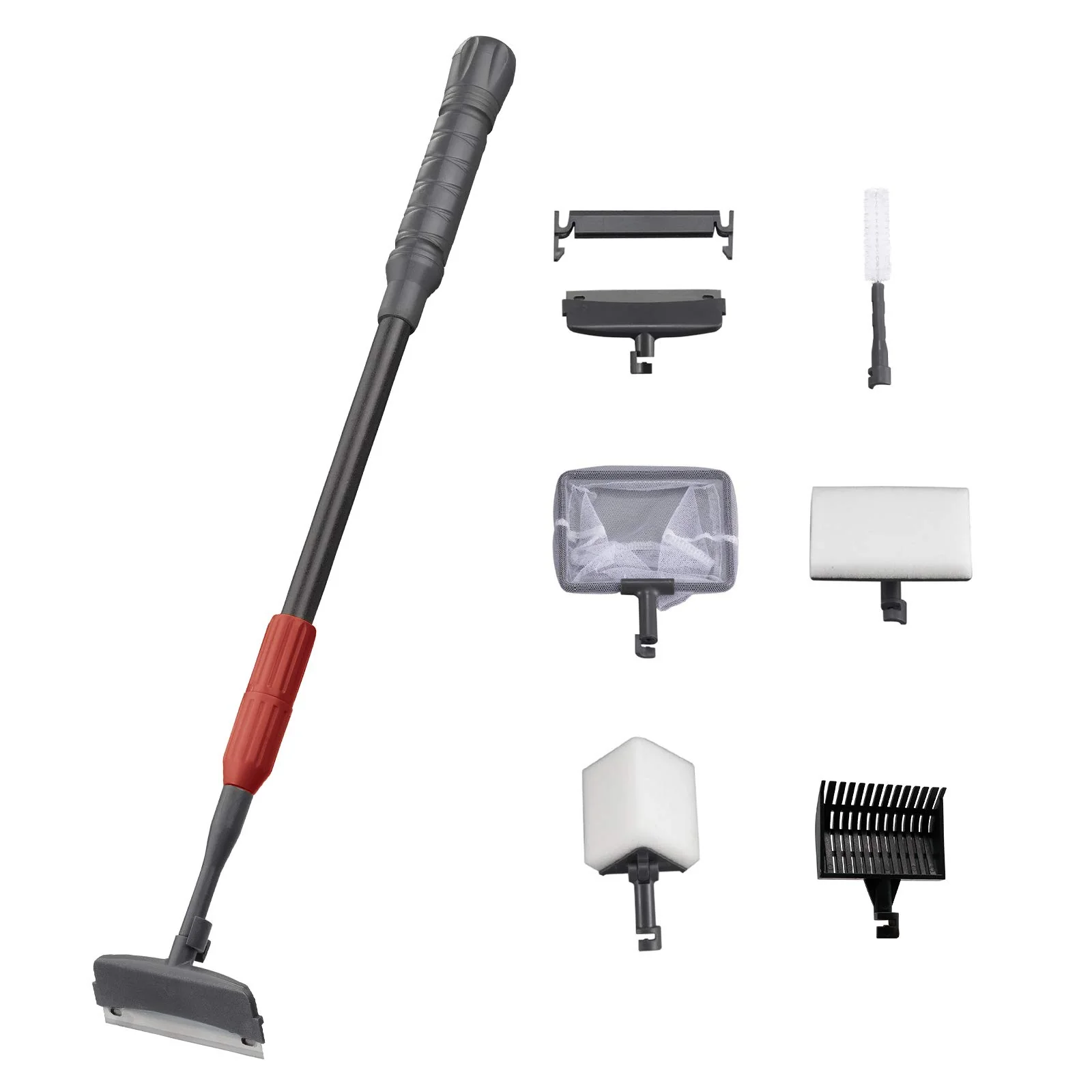 Enhanced UPETTOOLS 6-in-1 Aquarium Cleaning Tool – Algae Scraper Scrubber Pad Adjustable Long Handle Excellent