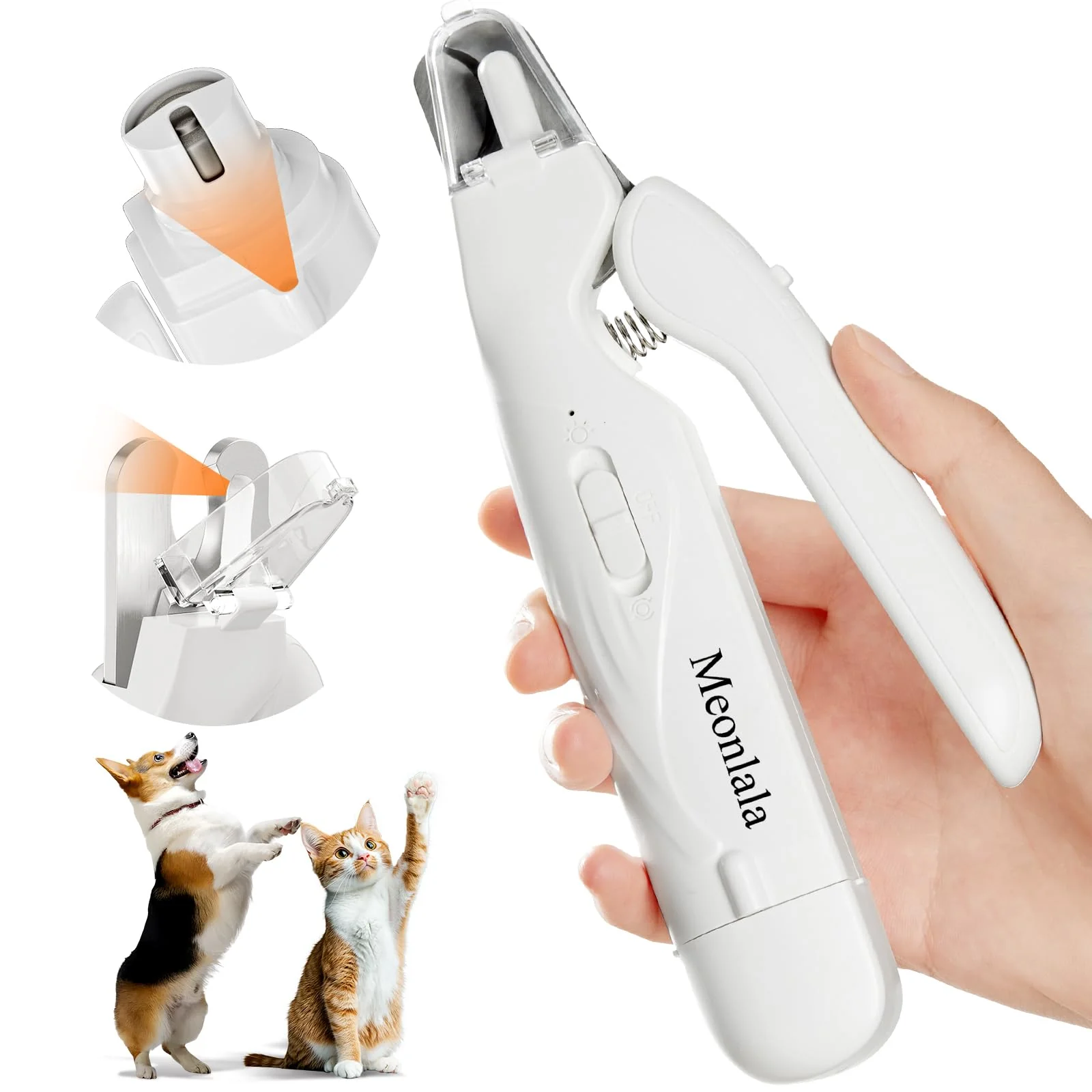 Organic Meonlala 2-in-1 Dog Nail Clippers Grinder with Dual LED Lights Ultra-Quiet USB Rechargeable Trusted