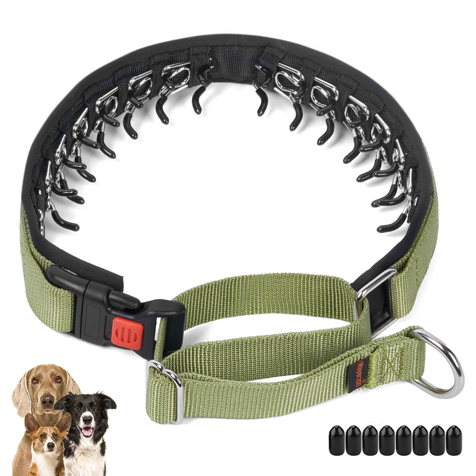 Solid Mayerzon No Pull Dog Collar – Patented Martingale Training Collar Small Green Trendy