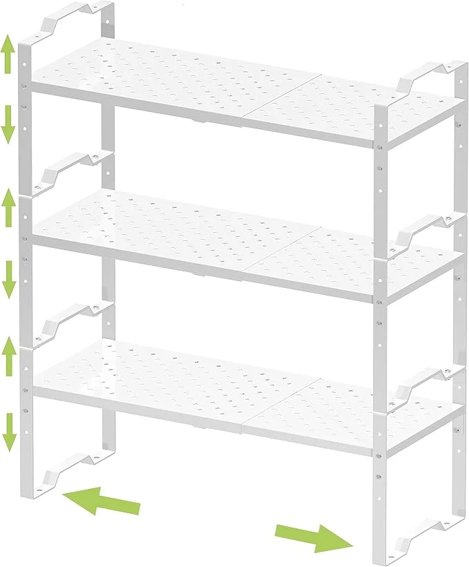 Professional Expandable Shelf for Cabinet Organizer Adjustable Stackable Spice Rack at Kitchen and Bathroom More Counter Countertop Cupboard Organization Pantry Storage 3 Packs White Medium About ThisOverview Casual