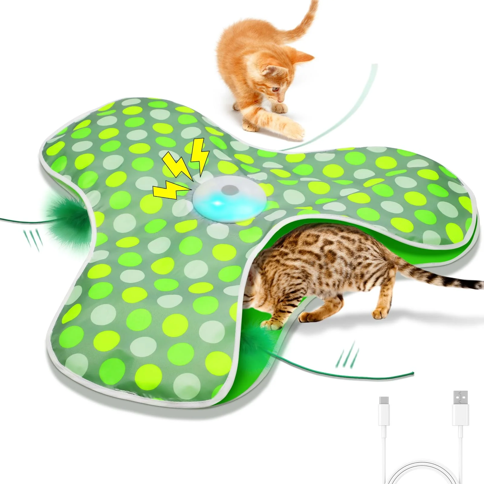 Powerful umosis Interactive Cat Toy – Rechargeable Moving Feathers Mouse Squeak for Indoor Cats Luxury