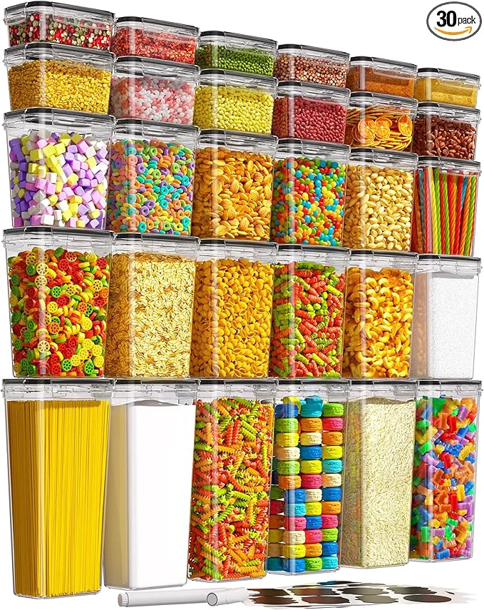Sustainable 30 PCS Airtight Food Storage Containers with Lids Kitchen Pantry Organization and Storage BPA- Plastic Scale Food Canisters for Ce Flour Sugar Dry Food Include Labels MarkerAbout ThisOverview Smart