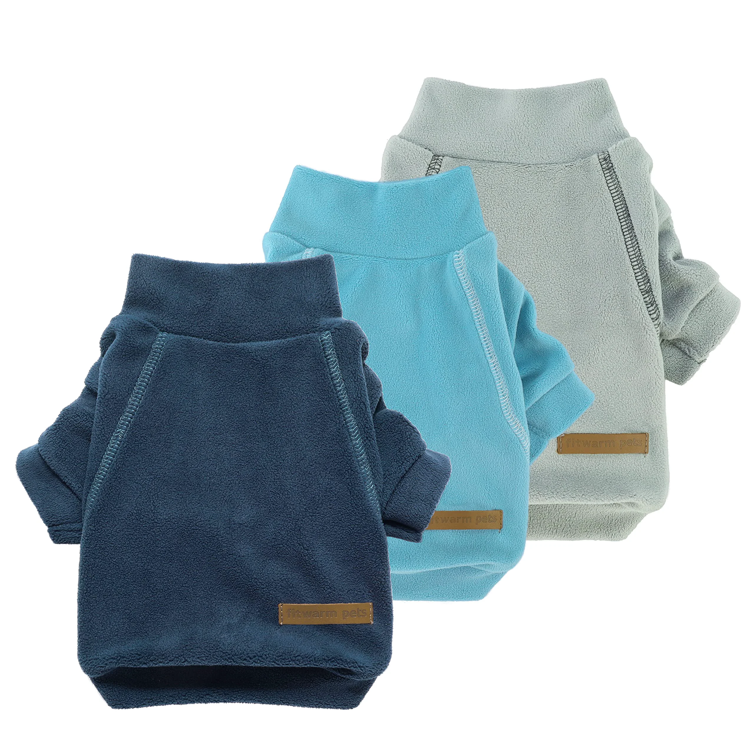 Verified Fitwarm 3 Pack Classic Fleece Sweater for Small Dogs Cats – Blue Grey Navy Durable