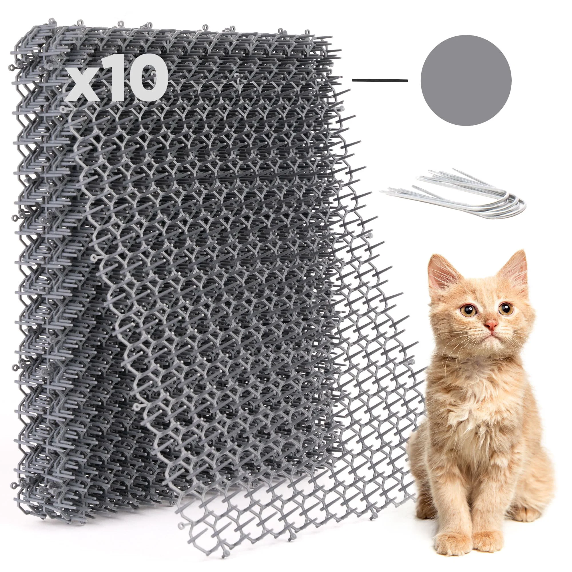 Soft Petfolio 10 Pack Extra Large Cat Scat Mat – 16.5 x 13.4 Inch Spike Mat for Indoor Outdoor Deterrence Detailed