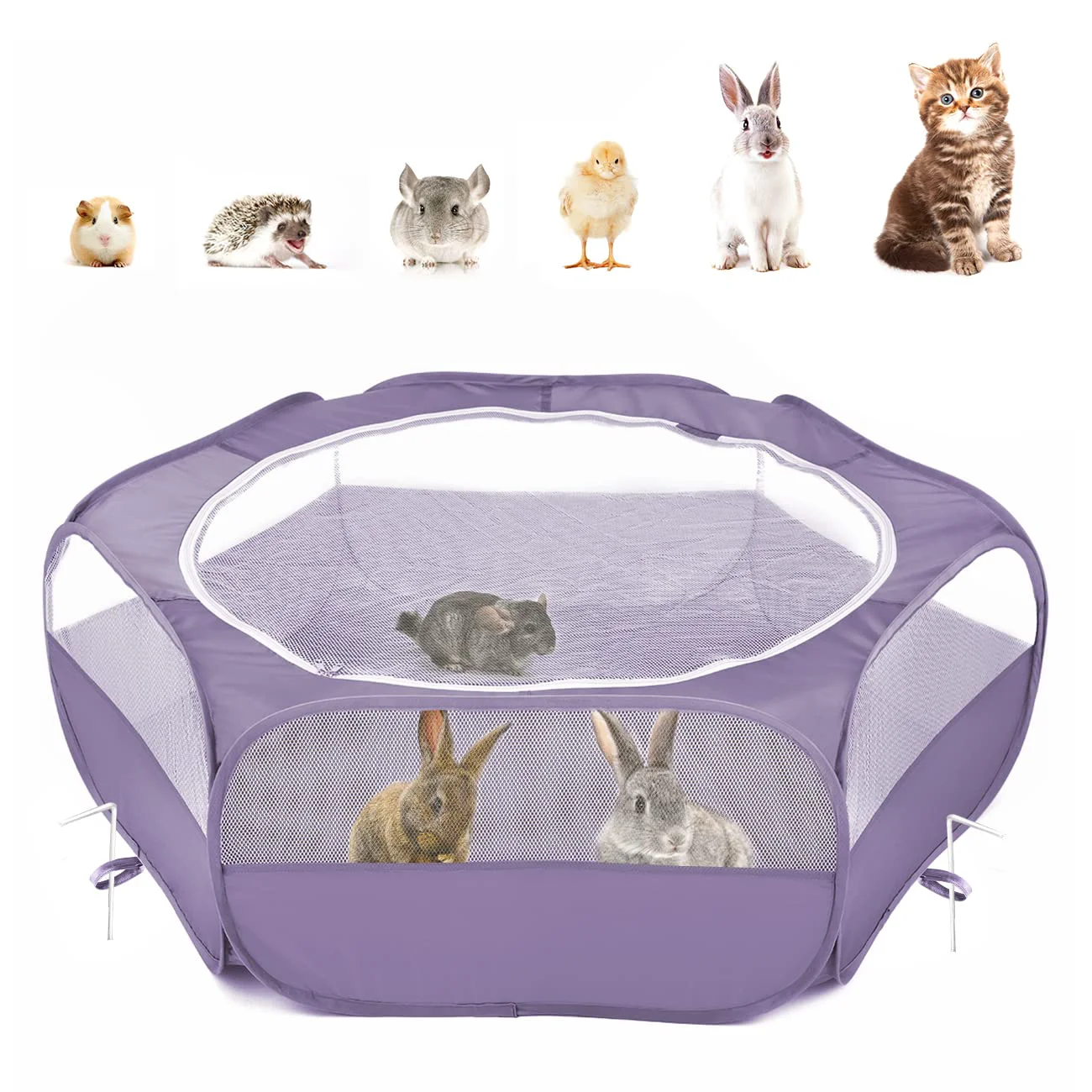 First-Class Pawaboo Small Animals Playpen – Waterproof Portable Pet Cage Tent 52×15 in in Purple Modern