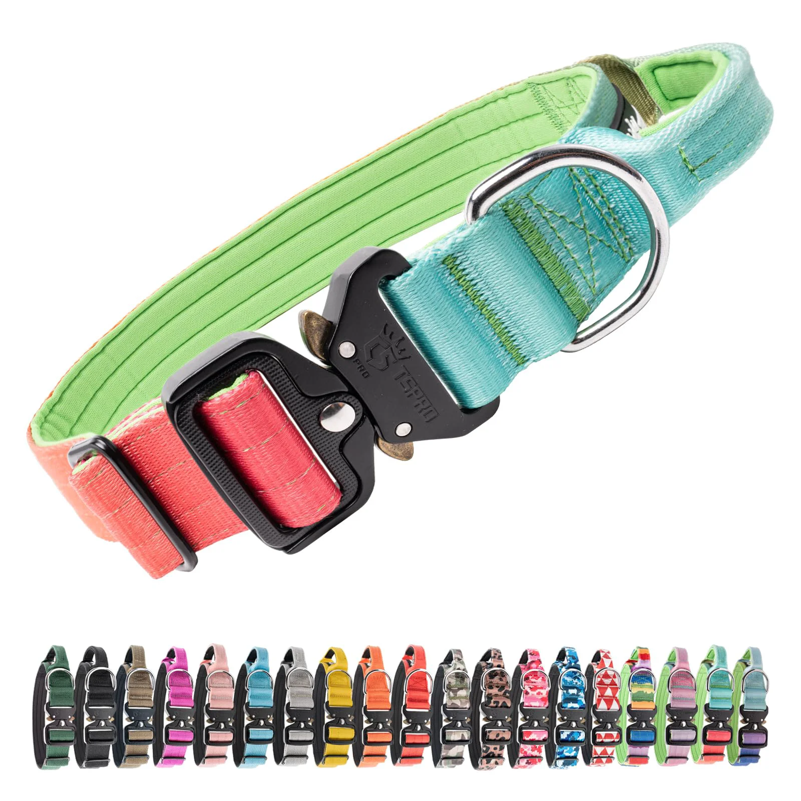 Exclusive TSPRO Premium Tactical Dog Collar with Handle — Heavy-Duty Quick-Release Adjustable Medium–Large Vitality Gradient L Lightweight
