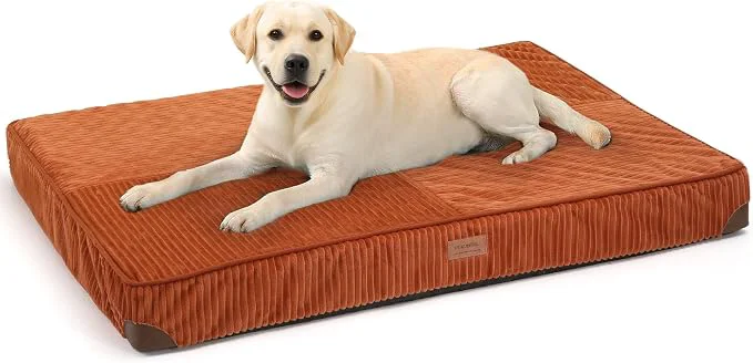 Stylish FFUKUMARU Dog Bed Thickened Corduroy Orthopedic Dog Beds Natural