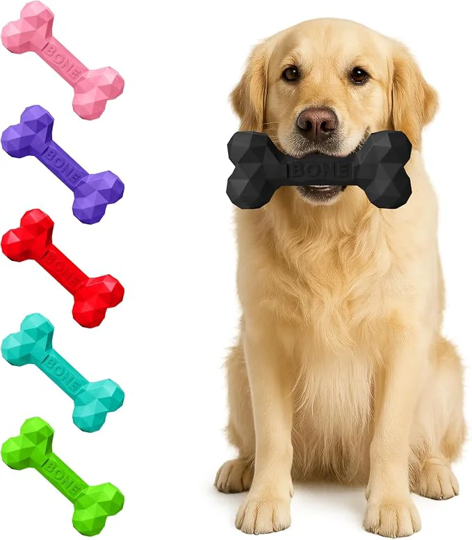 Next-Generation Natural Rubber Dog Chew Bone – Treat-Dispensing Tough Indestructible Chew Smart
