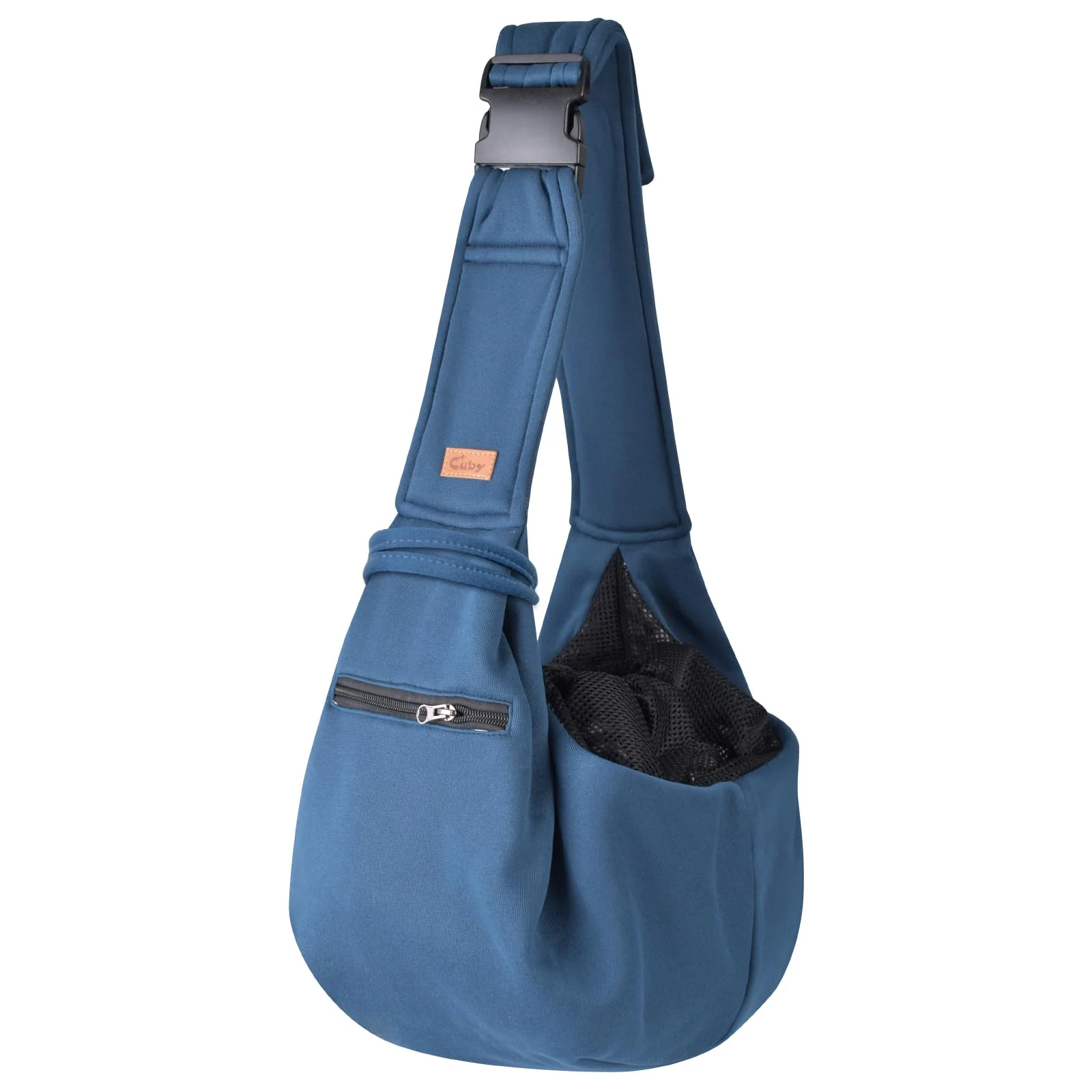 Verified CUBY Sling Carrier for Small Dogs Cats – Navy Blue Hands- Travel Green