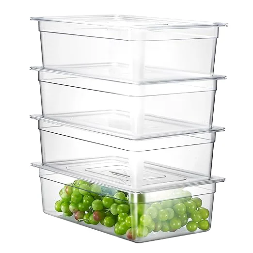 Next-Generation CURTA 4-Pack Full Size 6 Deep NSF Polycarbonate Food Pans with Handled Lids Drain Trays Dishwasher zer Safe Clear Container for Prep Tables Buffet Salad Bar Commercial Home KitchenAbout ThisOverview Authentic