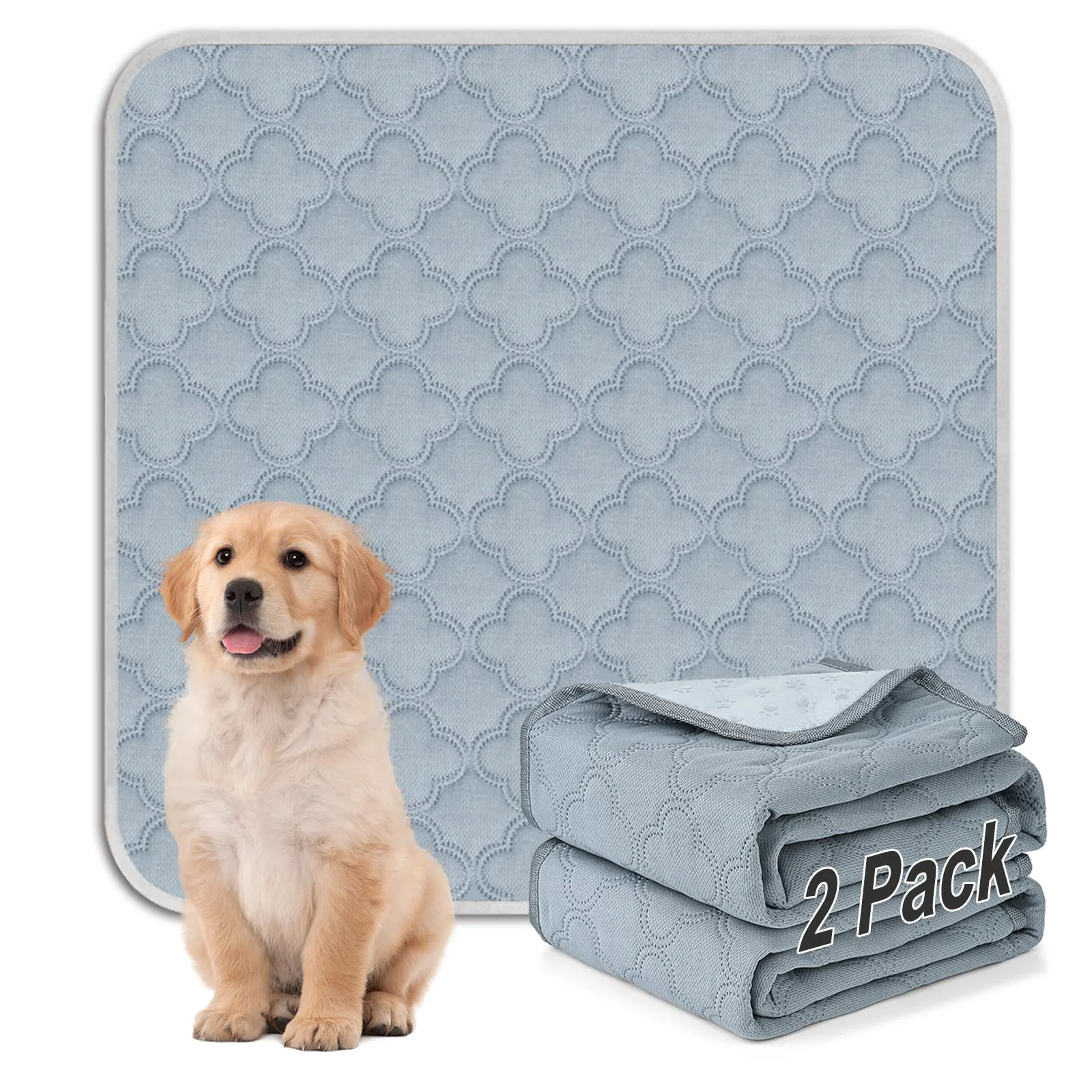 Advanced FunFurry Washable Dog Pee Pads – 2-Pack Reusable Waterproof Training Pads with Non-Slip Backing 31×36 Light Grey Authentic