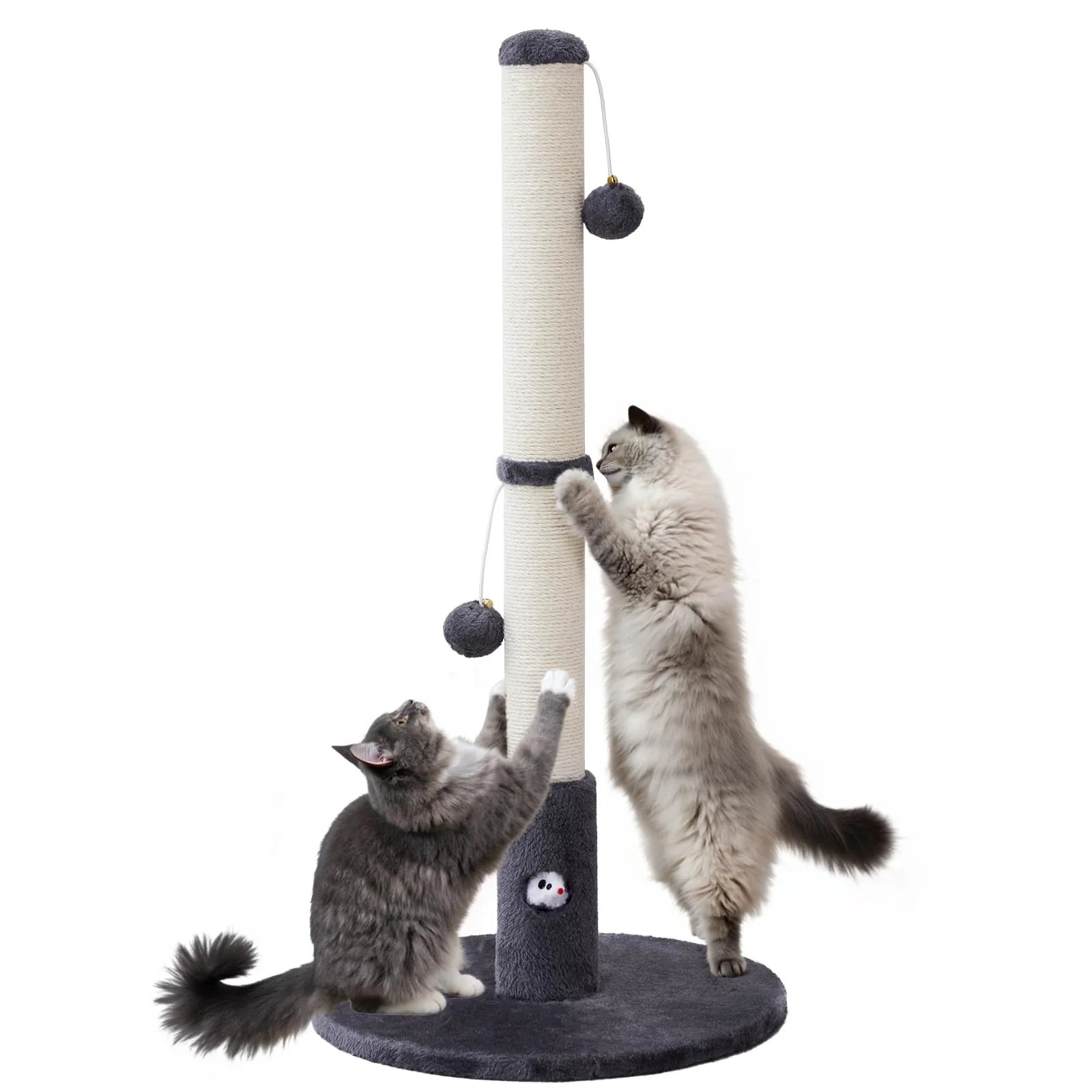 Trendy Woochpet 33” Tall Cat Scratching Post — Natural Sisal Hanging Ball Mouse Hole Dark Grey Premium Material