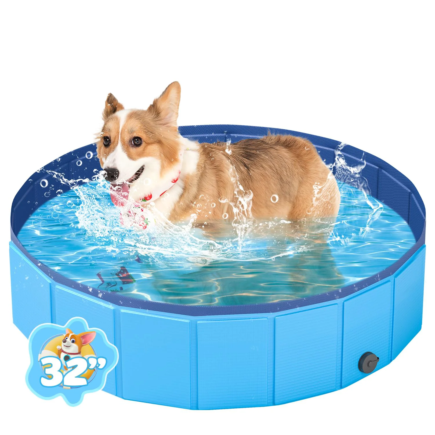 Trendy YSJILIDE Foldable Dog Pool – Portable PVC Collapsible Bath for Dogs Kids 32×8 in Blue Original Design