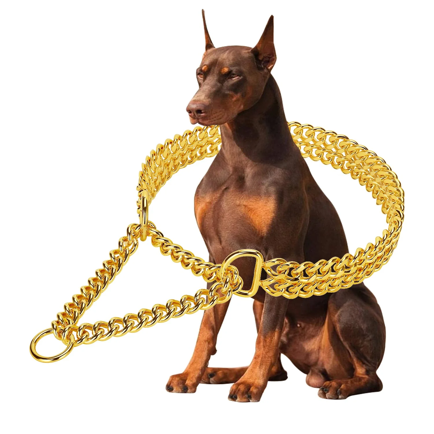 Comfortable Kingoldogs Stainless Steel 18K Gold Dog Chain Collar – Adjustable Chew-Proof Cuban Link S-XL Reliable