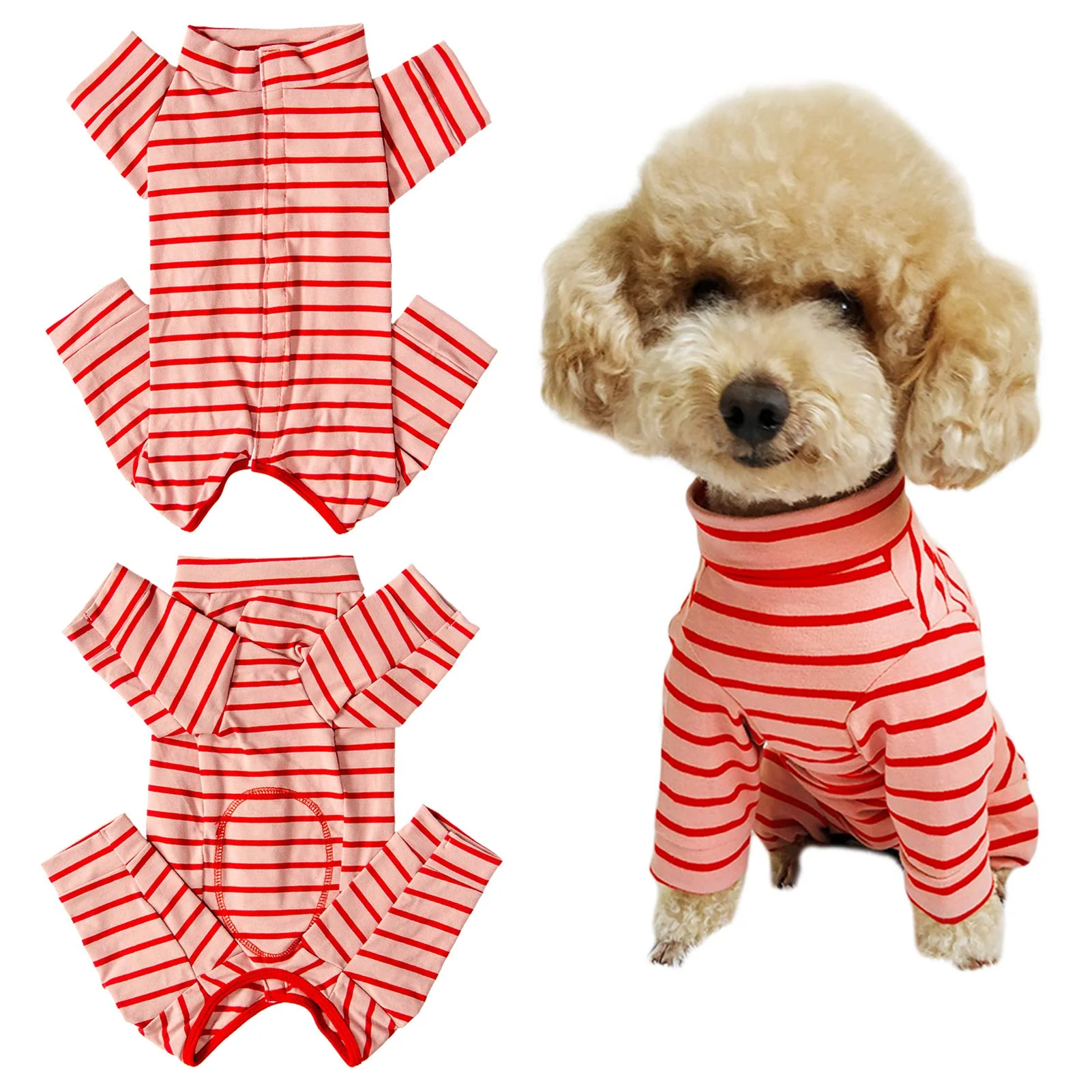 Responsible Kukaster Pet Dog Recovery Suit – Post-Surgery Bodysuit for Small Medium Dogs Red Pink Stripe XXS Elite