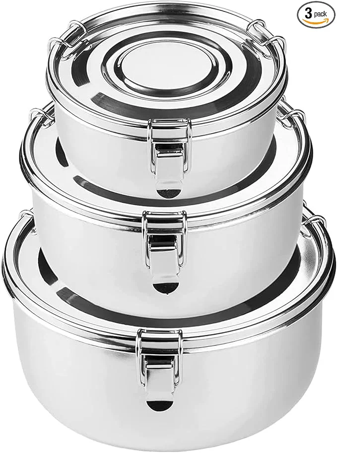 Contemporary LEEPENK Premium Stainless Steel Food Storage Containers 304 Grade The Leak-Proof Airtight Smell-Proof – For Camping Trips Lunches Leftovers Soups SaladsAbout ThisOverview Clean