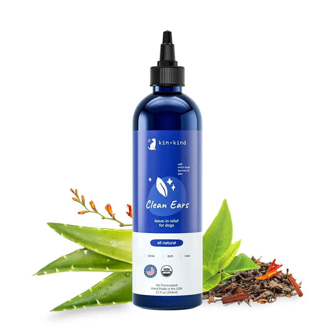 First-Class kin kind Dog Ear Cleaner Solution – Organic Plant-Based Ear Drops for Dogs 12 fl oz Pure