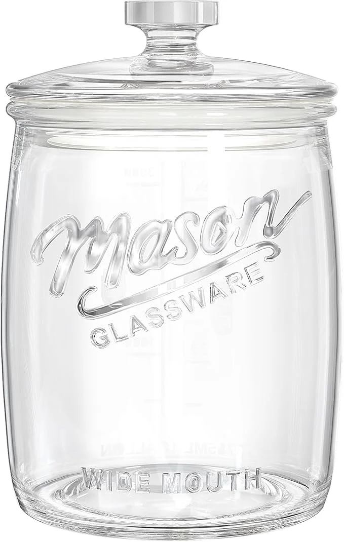 Elite Folinstall 1 Gallon Glass Cookie Jar Large Glass Jar with Airtight lid Glass Food Storage Container for Cookies Candy Flour Dog Treats Coffee Laundry Room Storage PantryAbout ThisOverview Carefully Designed