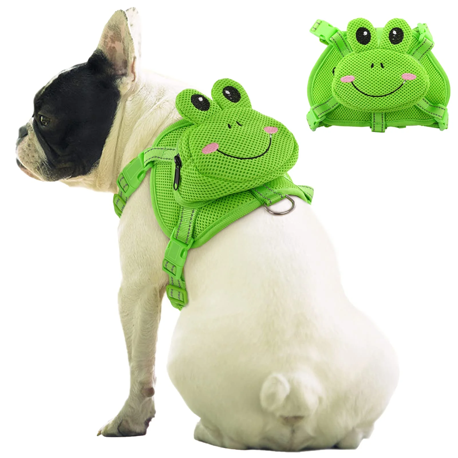 Authentic IDOMIK Dog Backpack Harness for Small Medium Dogs No-Pull Frog Design XS Minimalist