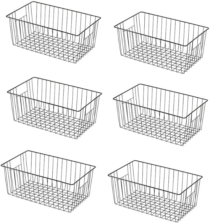 Secure 16 L x 12 W Wider zer Storage Organizer Baskets Container Deep Metal Wire Chest Upright Refrigerator Divider Bins with Built-in Handles for Cabinet Pantry Kitchen BlackAbout ThisOverview Effective