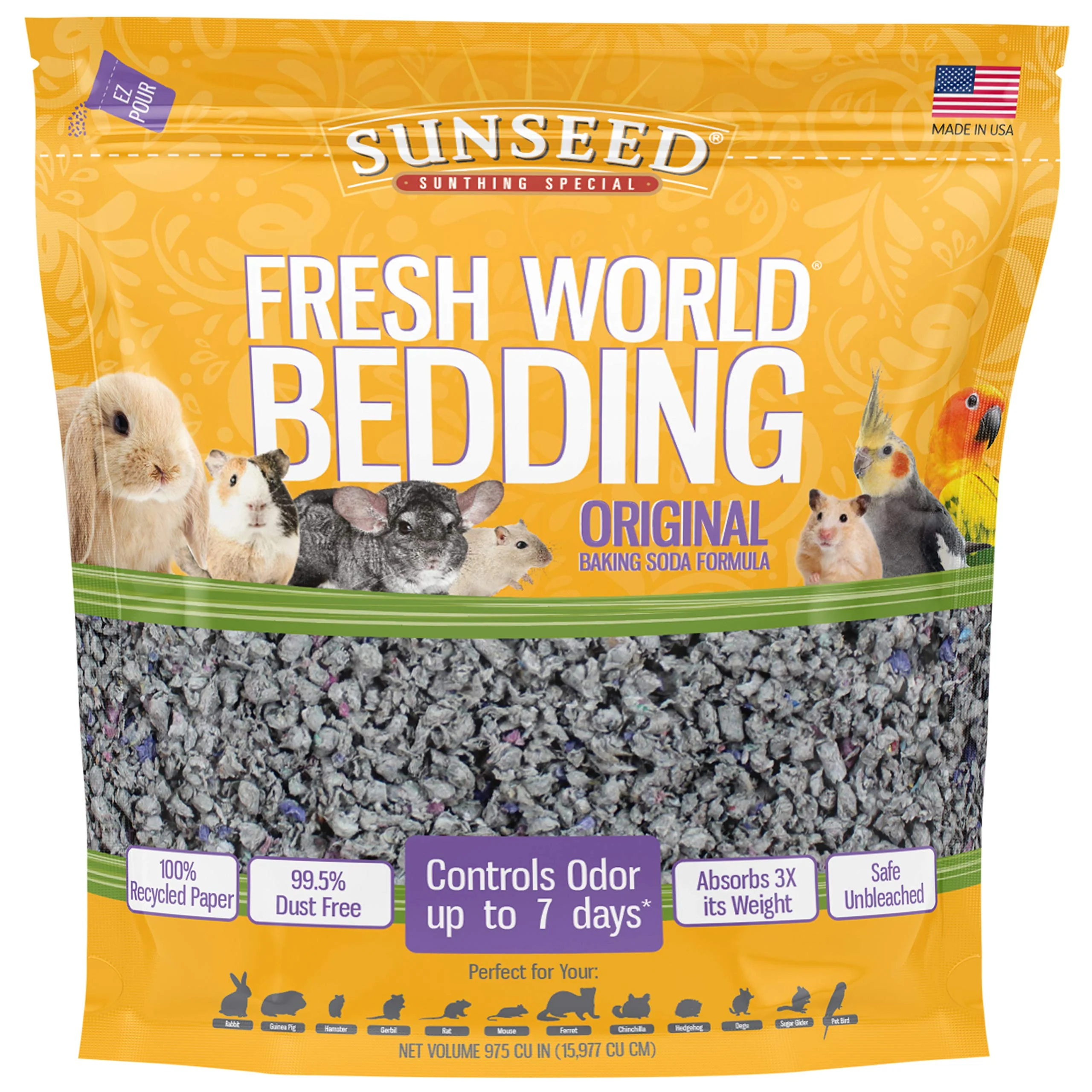 Advanced Vitakraft Sunseed Fresh World Bedding for Small Animals Gray – 975 cu in Long-Lasting
