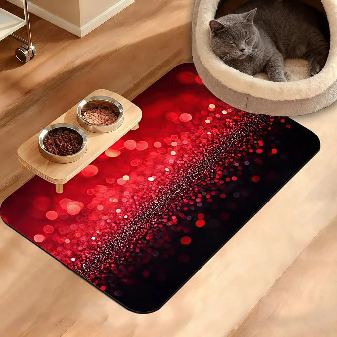 Elite Red Gradienr Feeding Mat Non-Slip Rubber Backing Mat Cat Dog Accessories Advanced