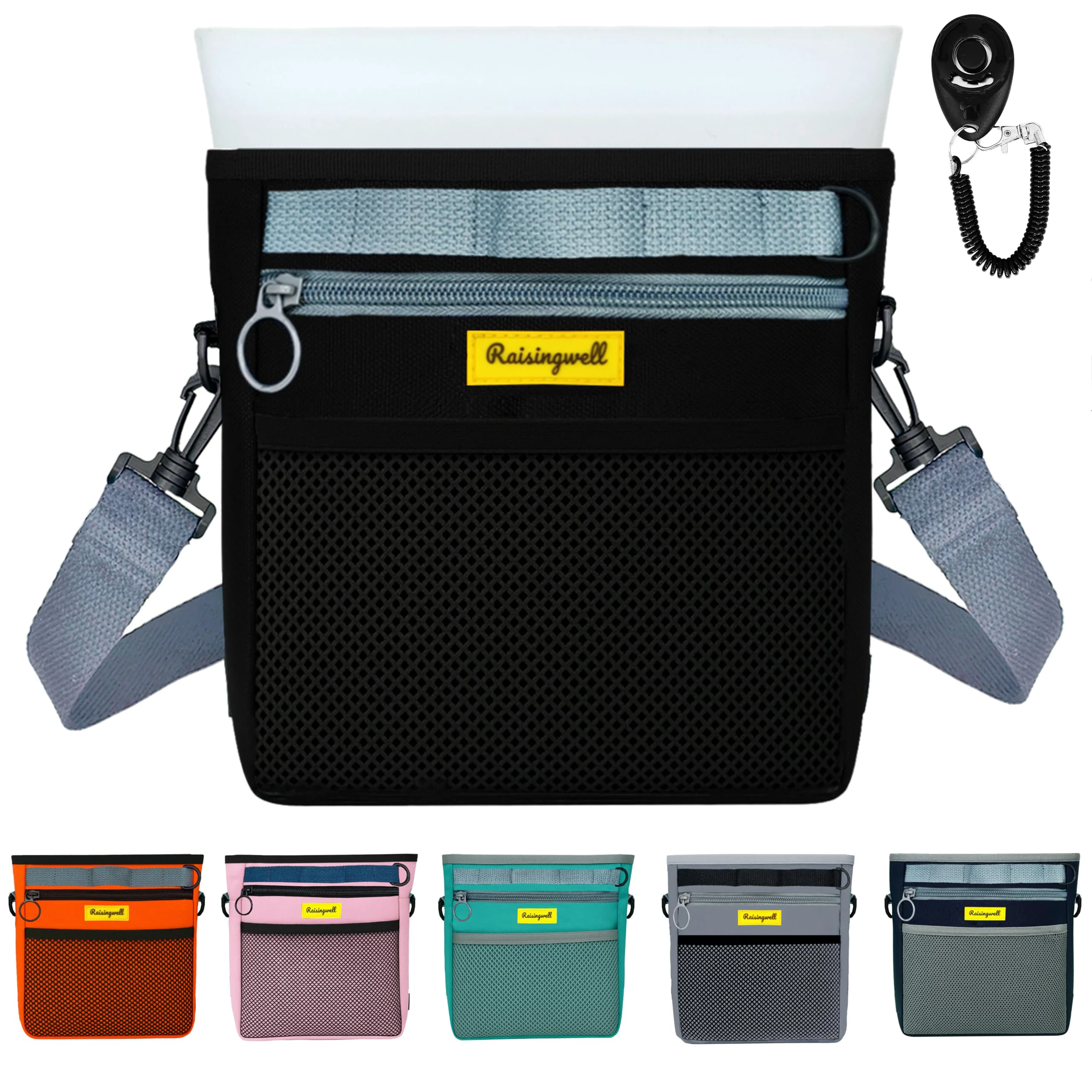 Proven Raisingwell Dog Treat Pouch with Magnetic Closure – Black 4-Cup Silicone Bag Clicker Original