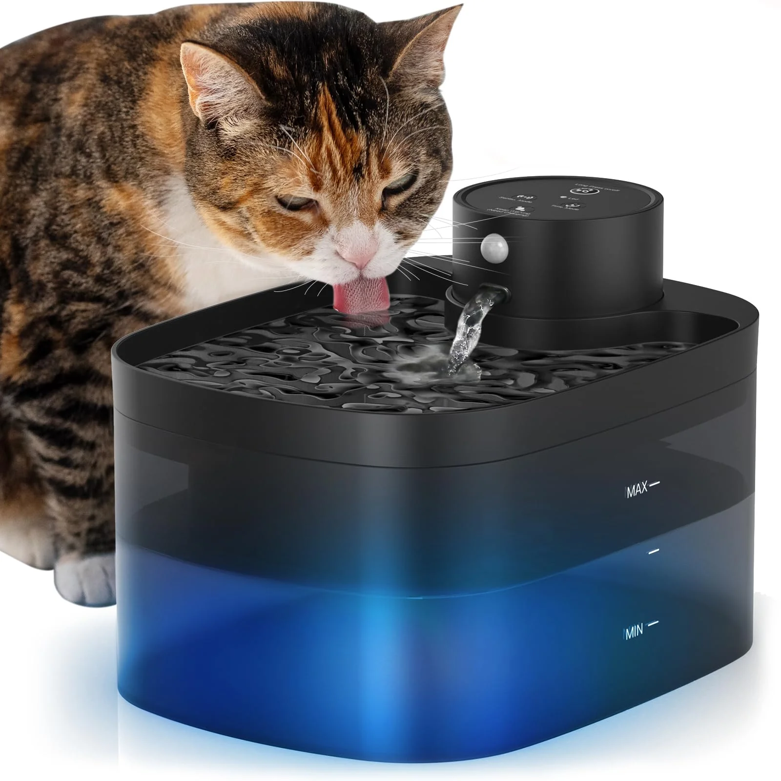 User-Friendly Petilog Battery Operated Cat Water Fountain – 84 oz 2.5 L Wireless Motion Sensor Ultra-Quiet Pump Black Comfortable