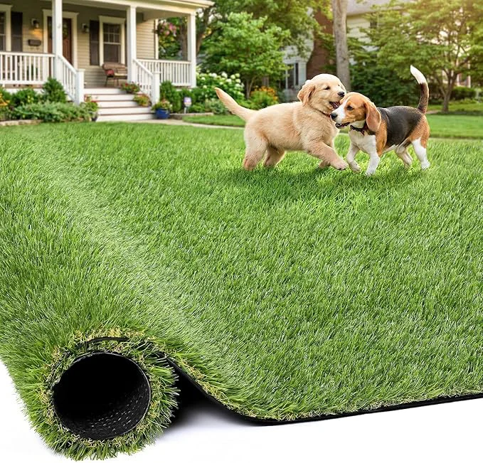 Optimized Artificial Grass Rug Indoor Outdoor 7.7 x 8.7FT Faux Grass Turf Solid