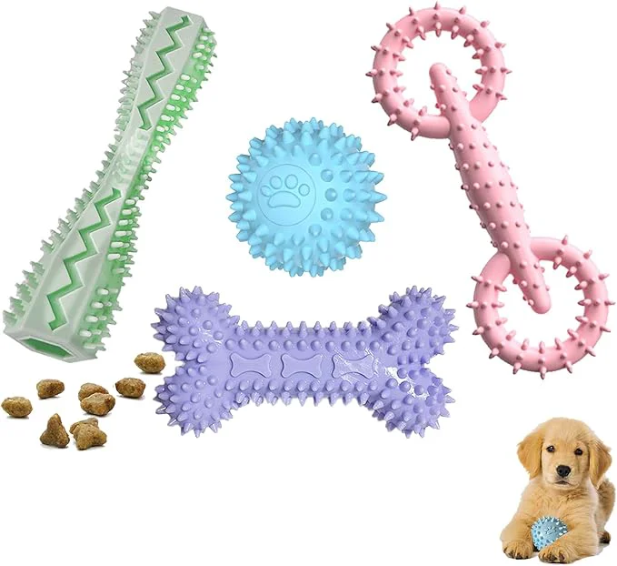 Classic 4 Pack Puppy Toys for 2-8 Months Pets Dog Chew Toy for Small Puppies Teething Trendy