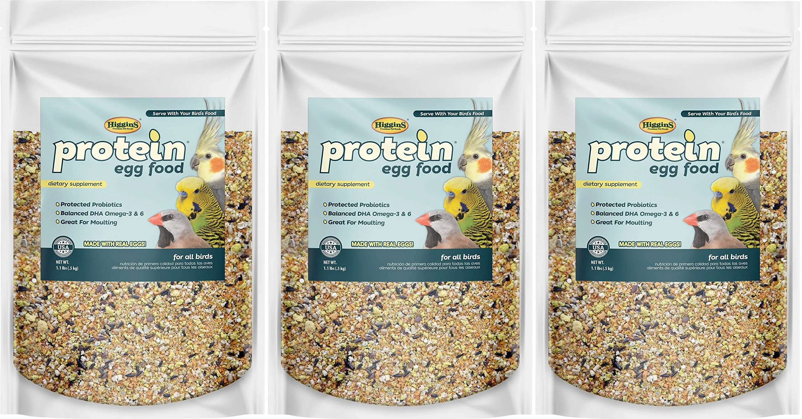 Soft Higgins Protein Egg Food – 3 Pack 1.1 lb Each for All Birds World-Class