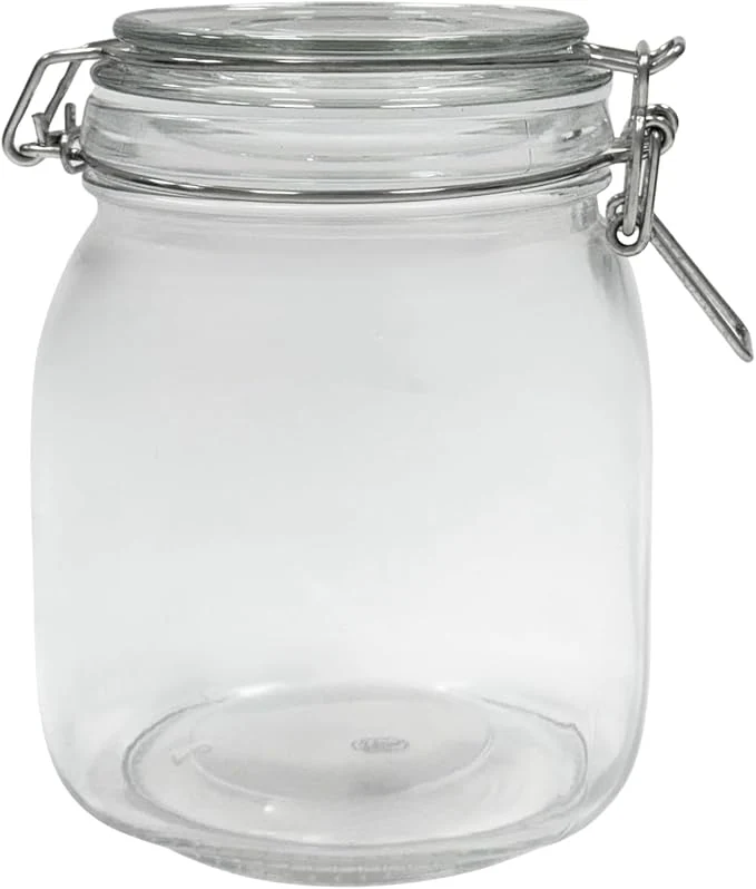 Efficient Airtight Glass Storage Jars with Clamp Lid – Food Storage Containers with Rubber Gasket Seal – Pantry Kitchen Canisters for Dry Goods Coffee Sugar Pasta – 0.4L to 4L Sizes 4 34oz 1L About ThisOverview Effective