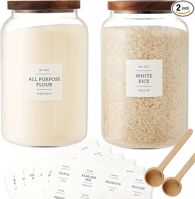 Secure 2 PCS Large Glass Jar with Airtight Lid Glass Food Storage Jars for Tea Spice Ce Egg Flour Coffee and More 1 gallon 4000 ml About ThisOverview Fashionable