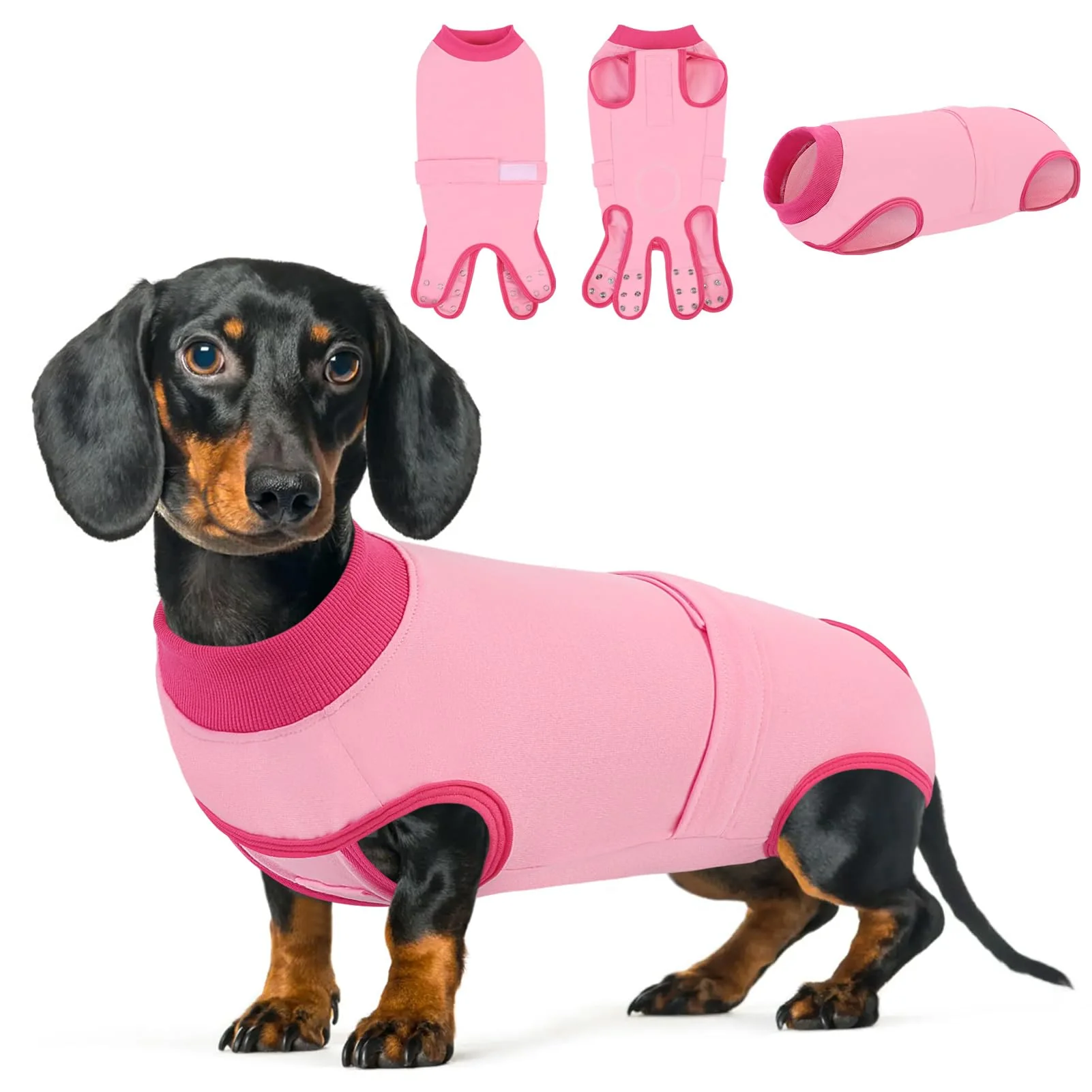 Functional Queenmore Recovery Suit for Dogs – Breathable Dog Onesie E-Collar Pink M Selected