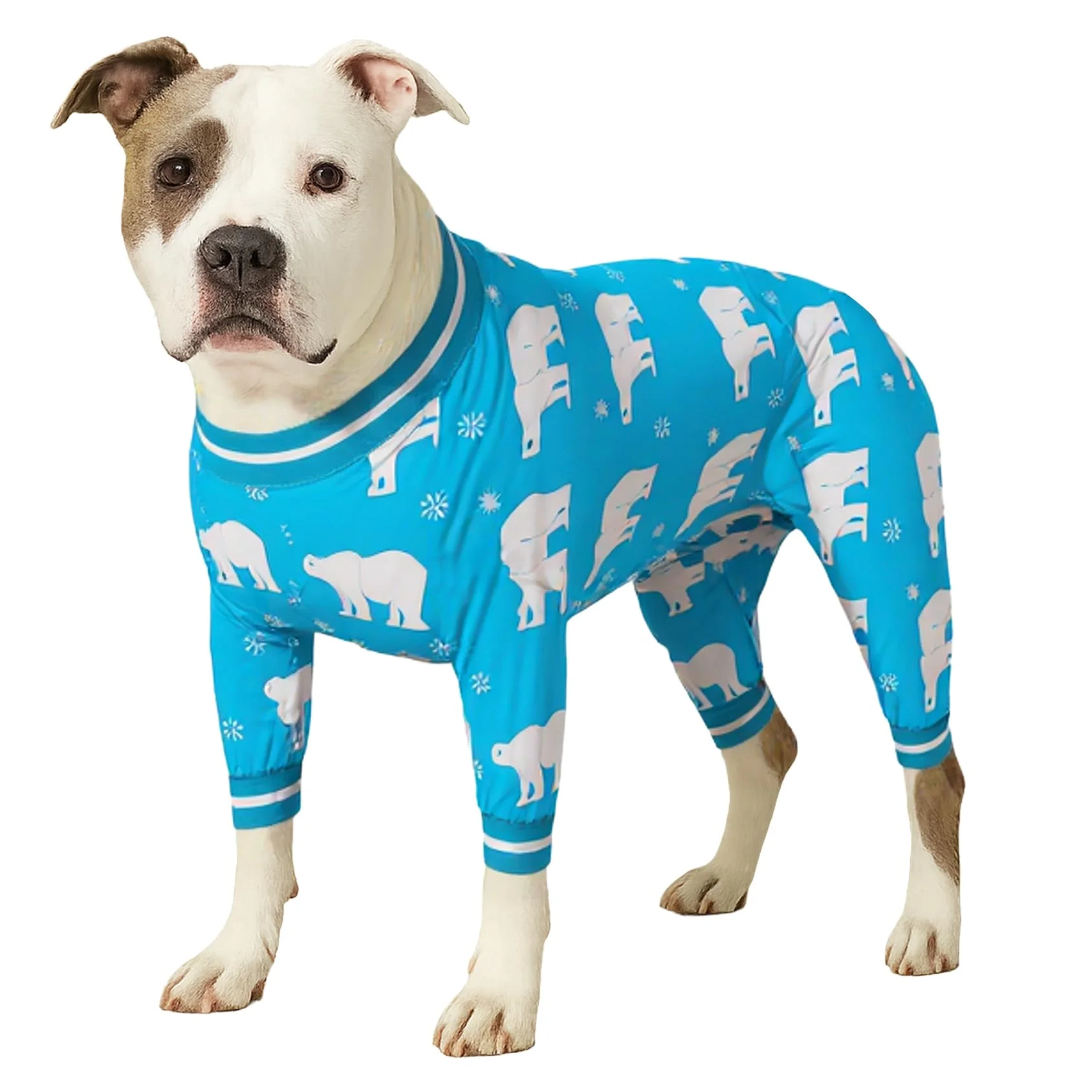 Durable LovinPet Big Dog Winter Pajamas – Polar Bear Snowflake Print Medium Large Powerful