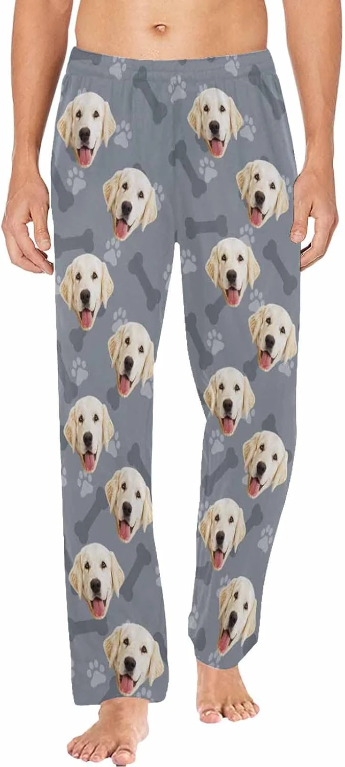 Sustainable MyPupSocks Customized Face Pajamas Pants Photo Pajama Bottoms for Men S-XXL Premium Material