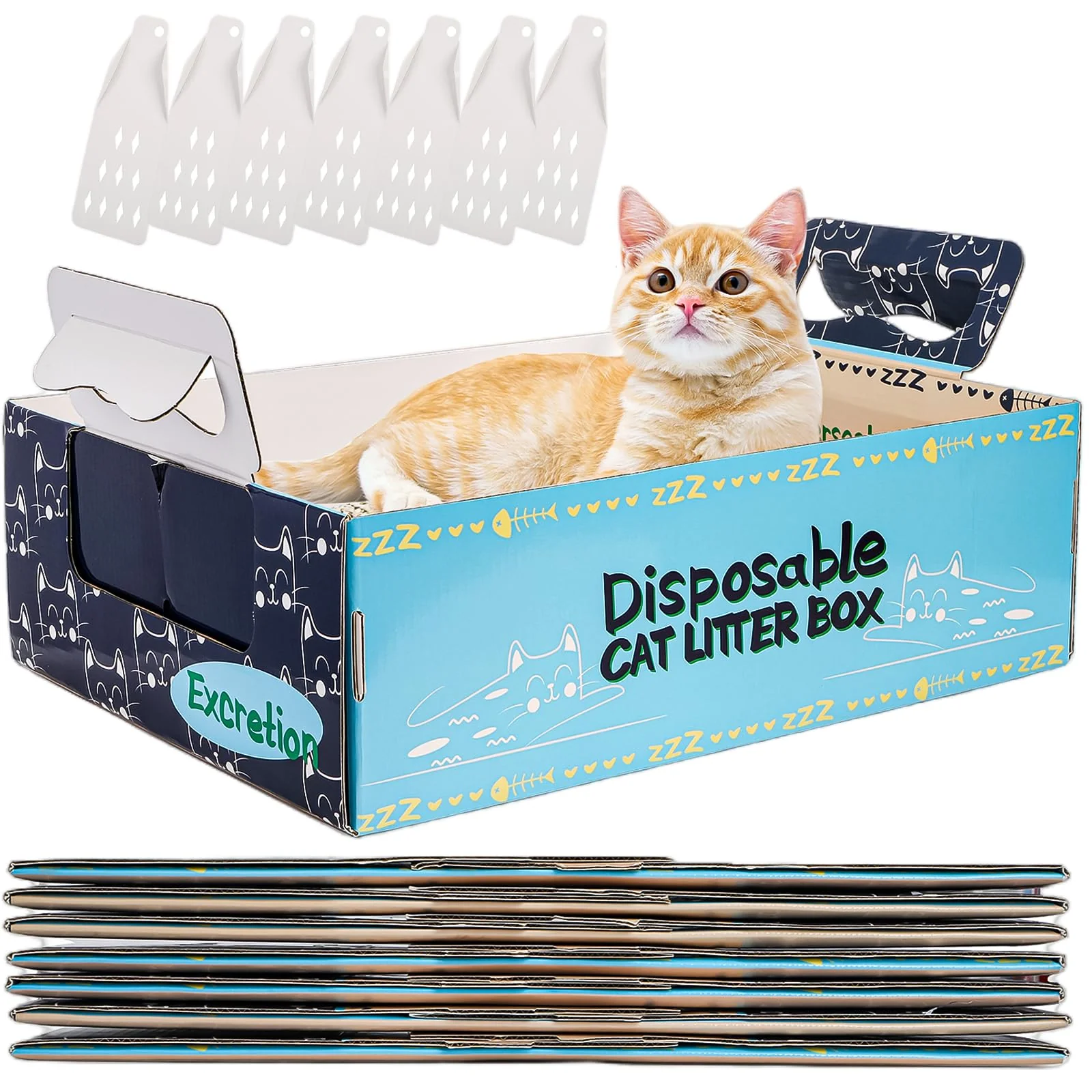Classic Hiceeden 8 Pack Disposable Cat Litter Boxes – Foldable Leakproof Travel-Ready Blue Expertly Made