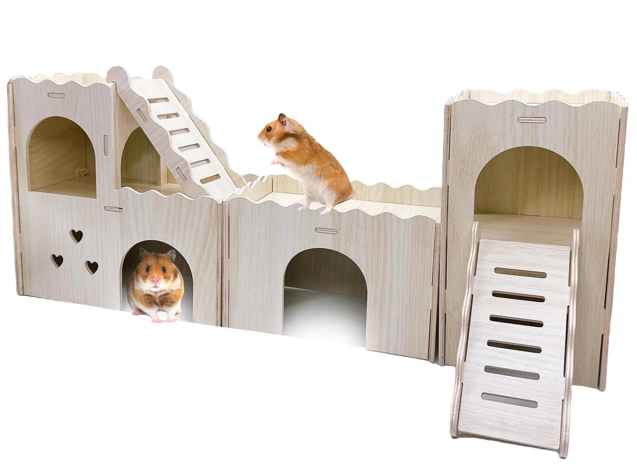 Powerful Hamiledyi Hamster Hideout House – Multi-Chamber Wooden Habitat with Tunnels Labyrinth Safe Easy-Clean Play Space Healthy