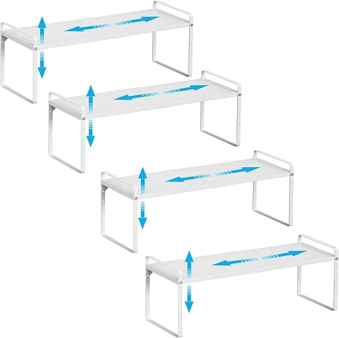 Trusted 15.5 to 25.5 Inch Kitchen Cabinet Shelf Organizers Adjustable Kitchen Counter Shelf Organizer Set of 4 Expandable Countertop Storage Shelves Stackable Design 30LBS Heavy Duty Space SaverAbout ThisOverview Safe