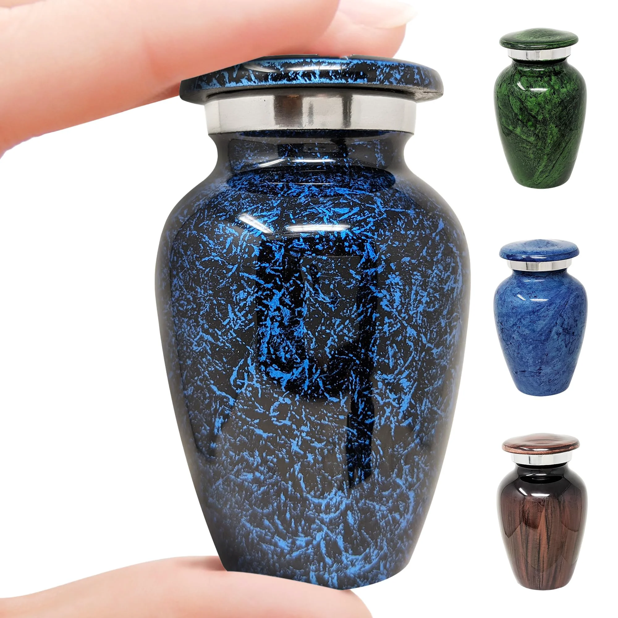 Exceptional KC Katie Collection by Urnseller Small Blue Keepsake Cremation Urn for Ashes Responsible