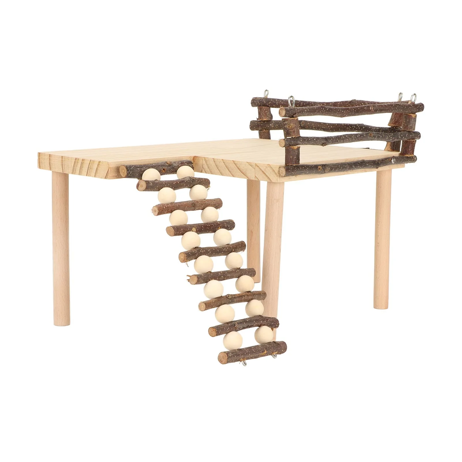 Sophisticated KooingTech Hamster Platform and Wooden Reptile Bridge — Small Pet Enrichment Toys Premium Material