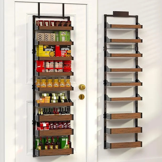Environmentally Friendly Over the Door Pantry Organizer Pantry Organization and Storage with Hanging Basket – 9-Tier Metal Spice Rack Adjustable Shelves for Kitchen Bedroom Bathroom Laundry Room BlackAbout ThisOverview Comfortable