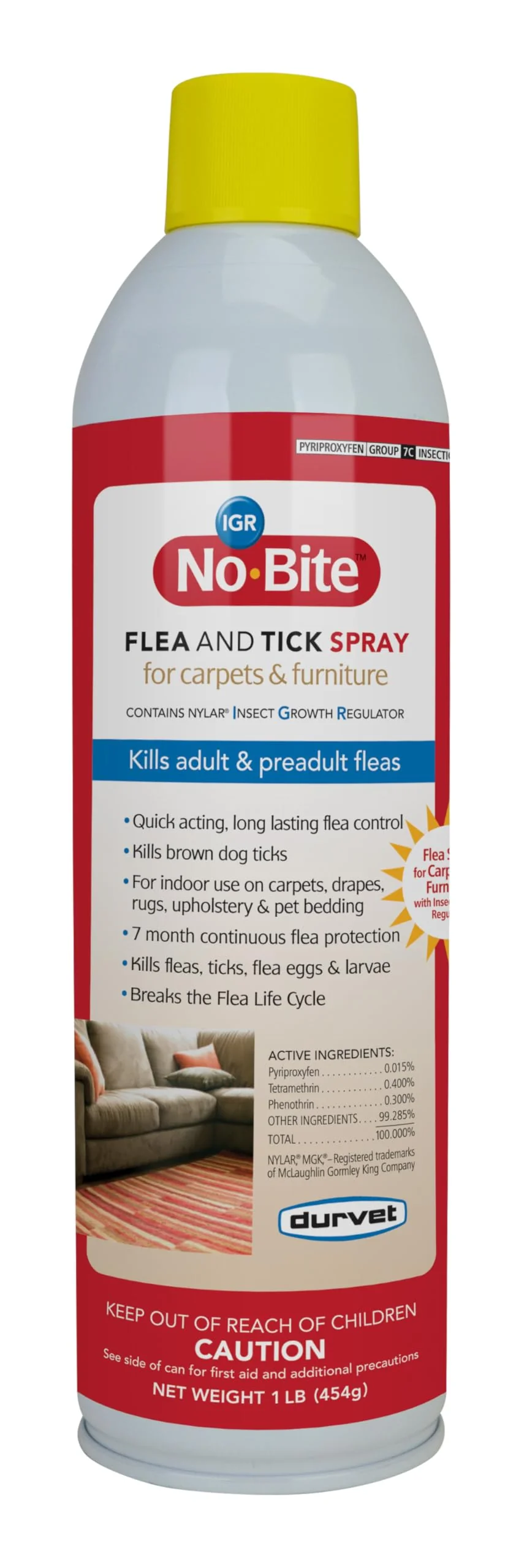 Comfortable Durvet No Bite IGR Flea Tick Spray — 16 oz for Carpets Furniture Top-Quality