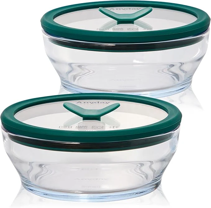 Trusted Anyday 2-Pack 2-Cup Glass Food Storage Set with Glass Lids Plastic- Meal Prep Set Stackable Airtight Storage Container Set with Vented Lid for Microwave-Safe ReheatingAbout ThisOverview Classic