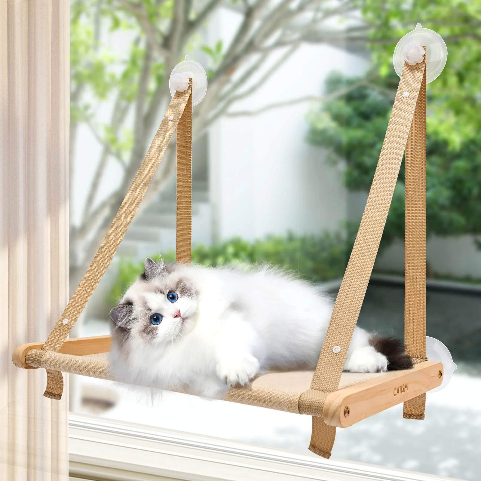 Efficient CATISM Cat Window Perch – Foldable Window Hammock for Cats Up to 40lbs Detailed