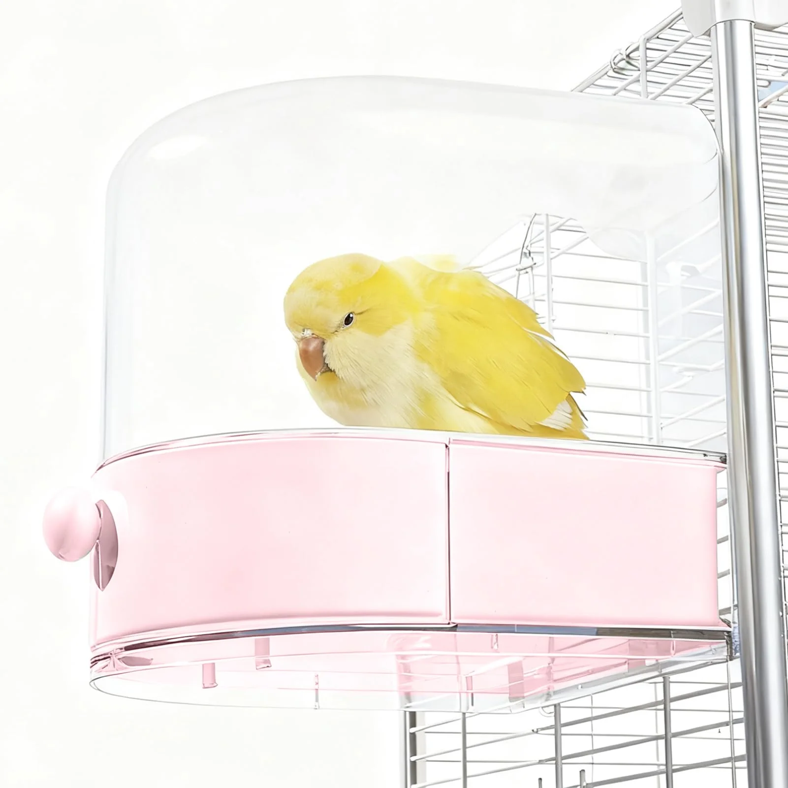 Sustainable mini moe Bird Bath for Cage – 4-in-1 Multifunction Habitat Pink Enhanced