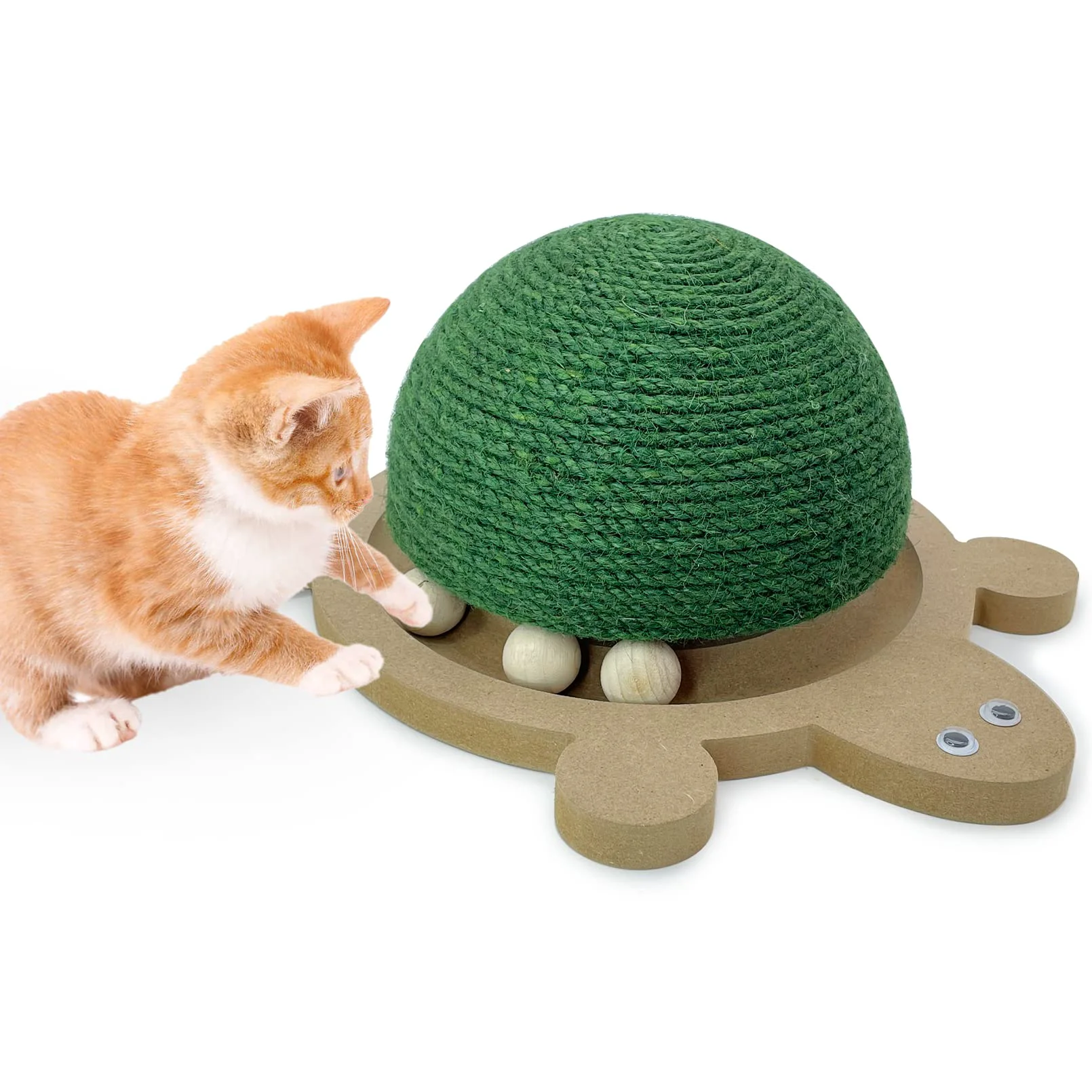 Responsible Fhiny Cats Scratching Ball — Natural Sisal Toy with Track Wooden Base Classic
