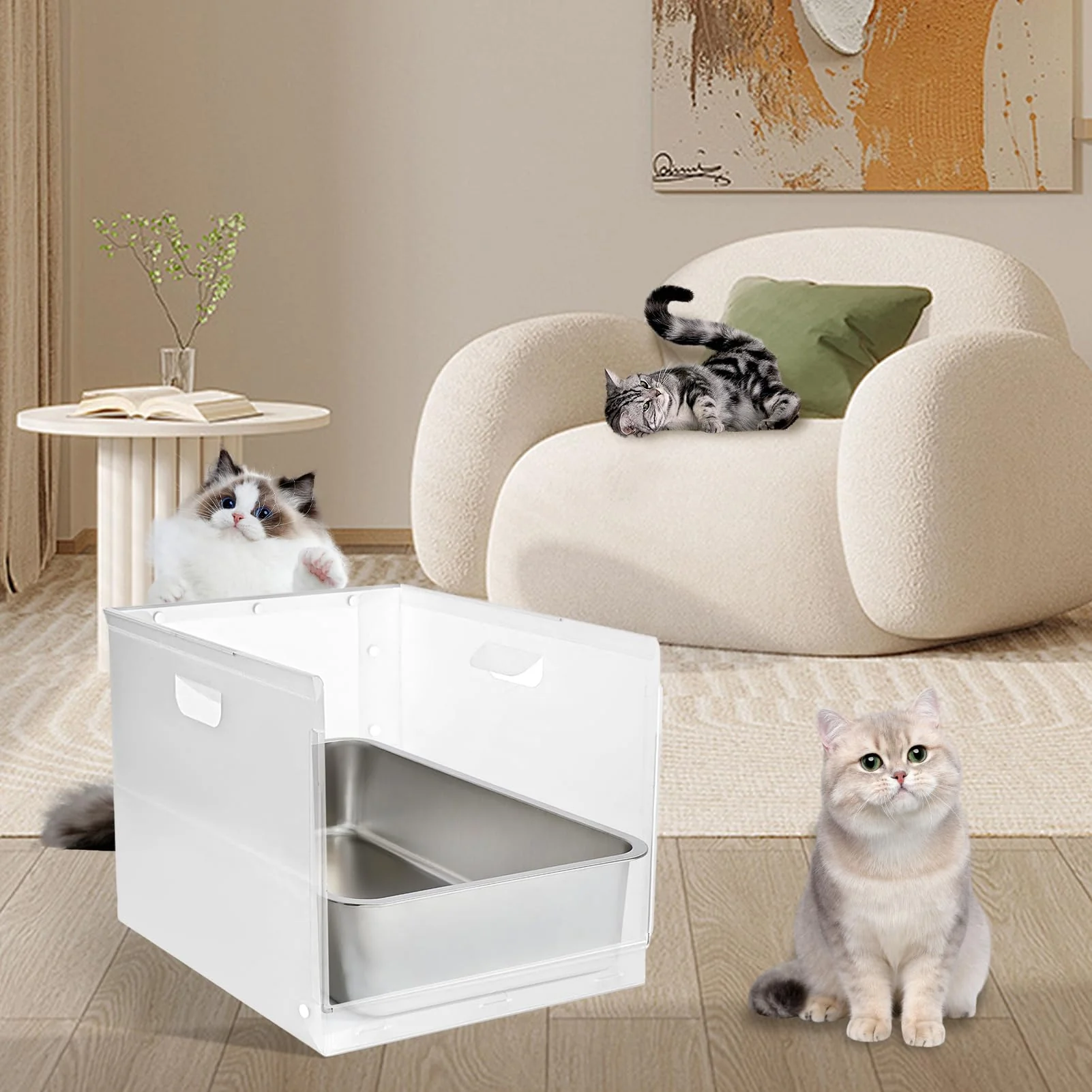 Solid CHQZYX Multifunctional Cat Litter Box Enclosure – High Sided Waterproof Foldable Optimized
